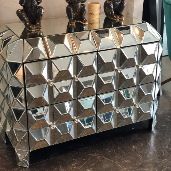 H.J Wedoo Unique Mirrored Glass Dresser Wayfair